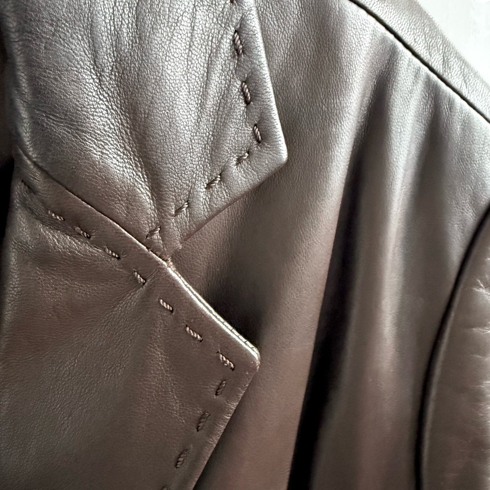 Women's Vintage Leather Banana Republic Mid-Length Coat - Picture 7 of 9